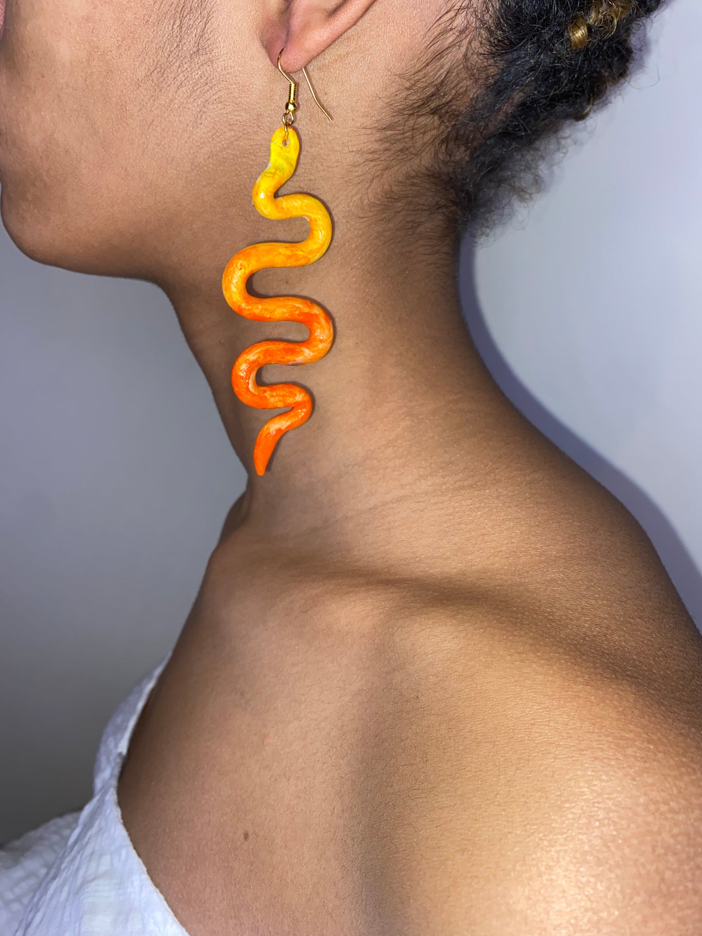 Orange and Yellow Snake Earrings